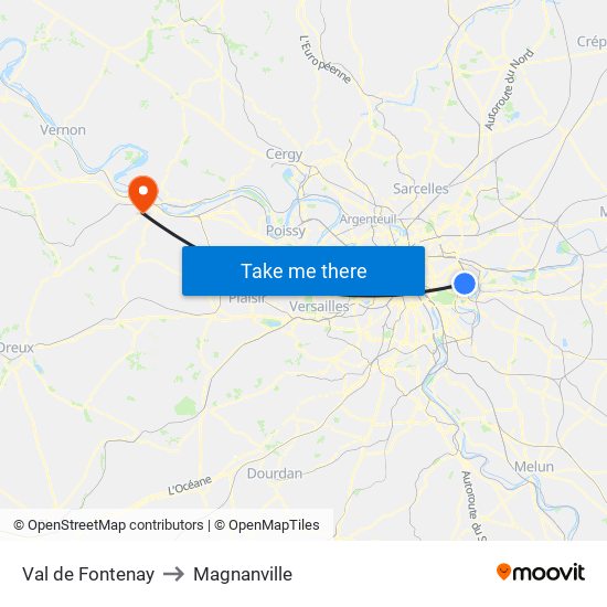 Val de Fontenay to Magnanville map