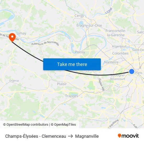 Champs-Élysées - Clemenceau to Magnanville map