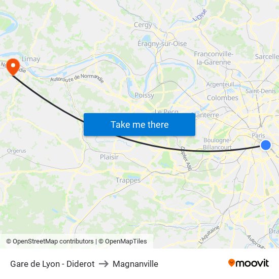 Gare de Lyon - Diderot to Magnanville map