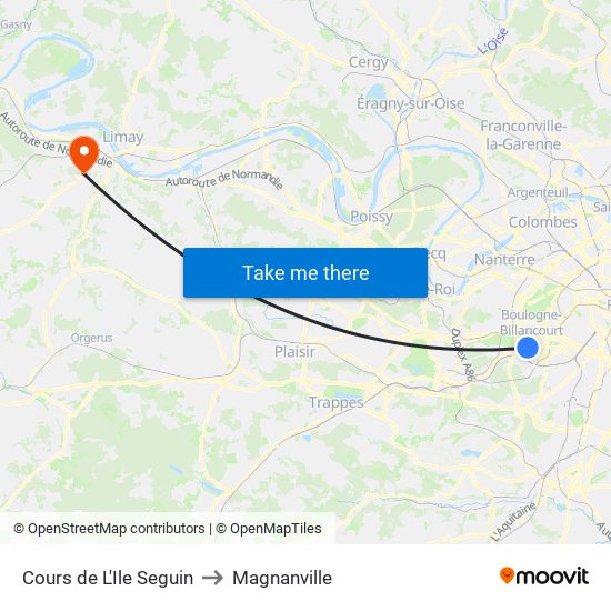 Cours de L'Ile Seguin to Magnanville map