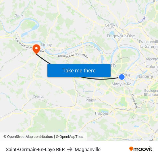 Saint-Germain-En-Laye RER to Magnanville map
