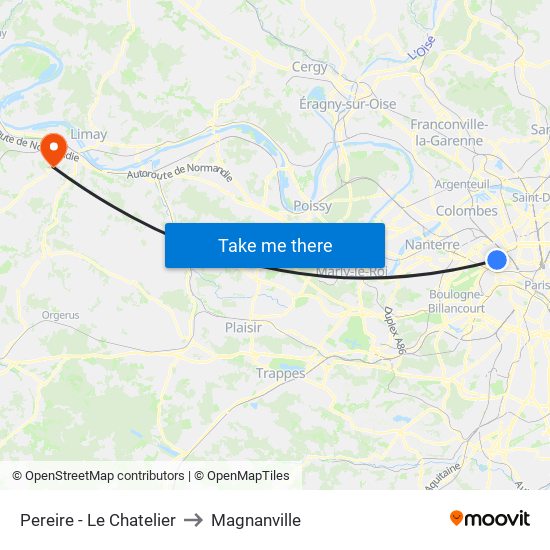 Pereire - Le Chatelier to Magnanville map