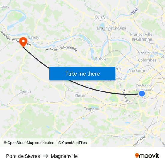 Pont de Sèvres to Magnanville map