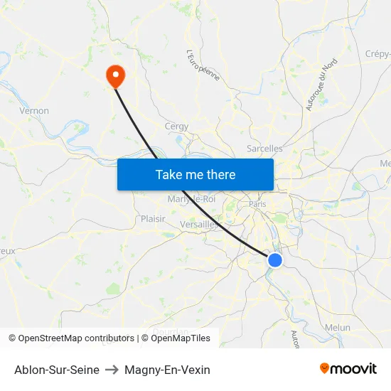 Ablon-Sur-Seine to Magny-En-Vexin map