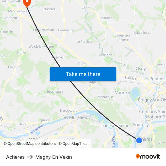 Acheres to Magny-En-Vexin map