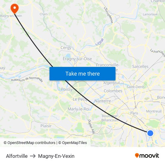 Alfortville to Magny-En-Vexin map