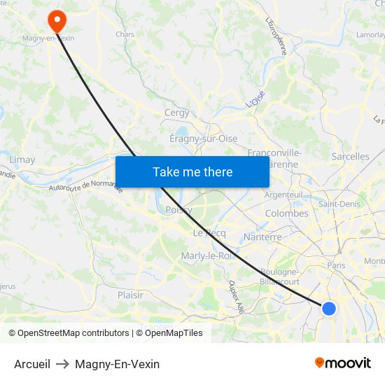 Arcueil to Magny-En-Vexin map