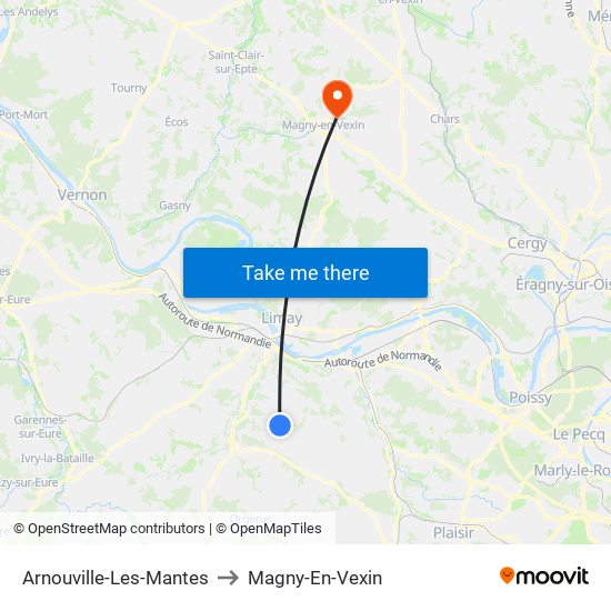 Arnouville-Les-Mantes to Magny-En-Vexin map