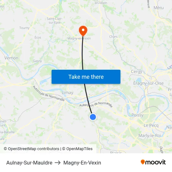 Aulnay-Sur-Mauldre to Magny-En-Vexin map