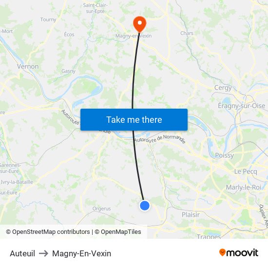 Auteuil to Magny-En-Vexin map