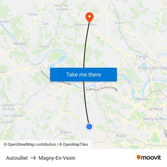 Autouillet to Magny-En-Vexin map