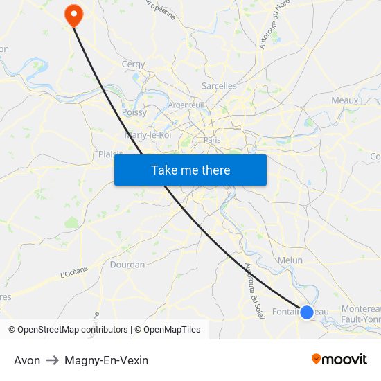 Avon to Magny-En-Vexin map