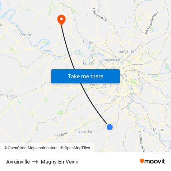 Avrainville to Magny-En-Vexin map