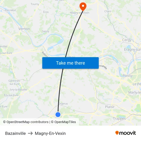 Bazainville to Magny-En-Vexin map