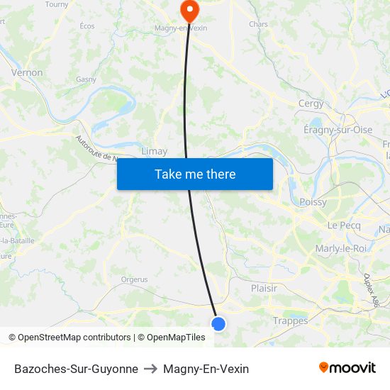 Bazoches-Sur-Guyonne to Magny-En-Vexin map