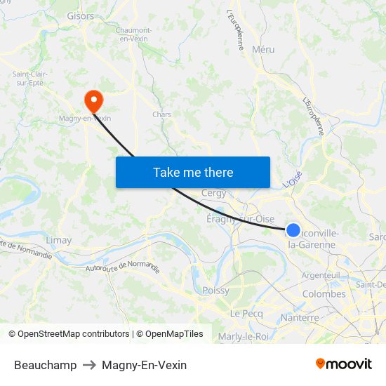 Beauchamp to Magny-En-Vexin map