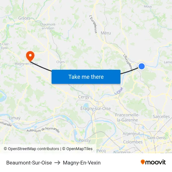 Beaumont-Sur-Oise to Magny-En-Vexin map