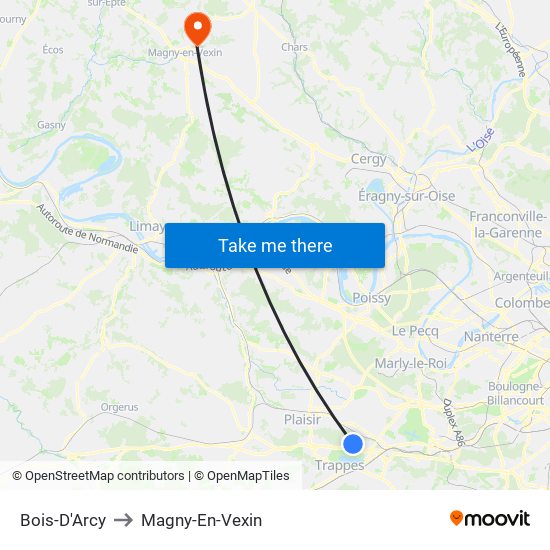 Bois-D'Arcy to Magny-En-Vexin map