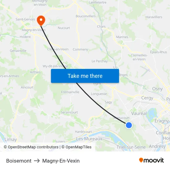Boisemont to Magny-En-Vexin map