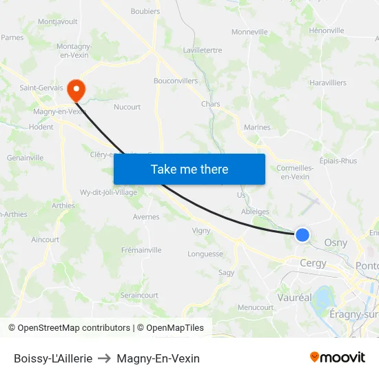 Boissy-L'Aillerie to Magny-En-Vexin map