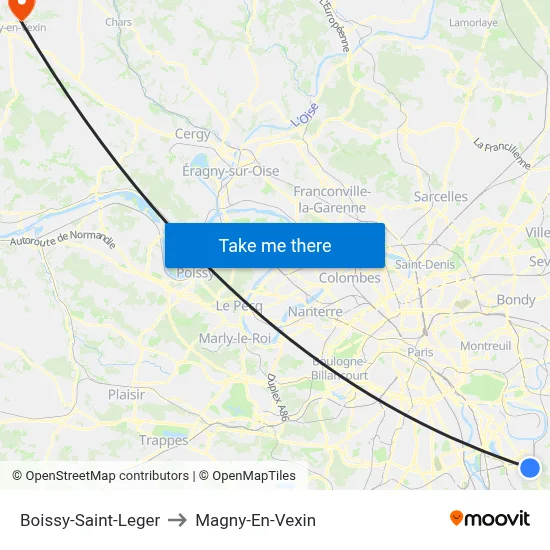 Boissy-Saint-Leger to Magny-En-Vexin map