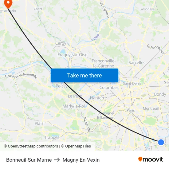 Bonneuil-Sur-Marne to Magny-En-Vexin map