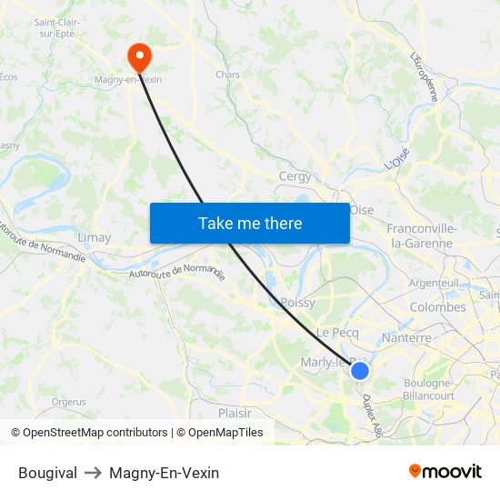 Bougival to Magny-En-Vexin map
