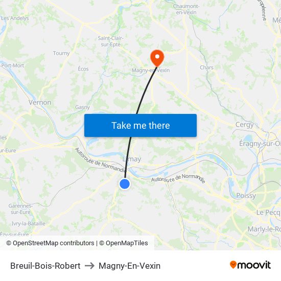Breuil-Bois-Robert to Magny-En-Vexin map
