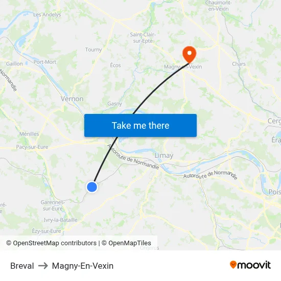Breval to Magny-En-Vexin map