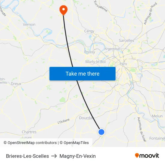 Brieres-Les-Scelles to Magny-En-Vexin map
