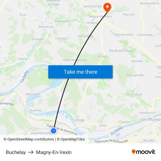 Buchelay to Magny-En-Vexin map