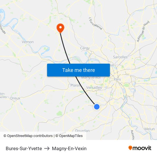 Bures-Sur-Yvette to Magny-En-Vexin map