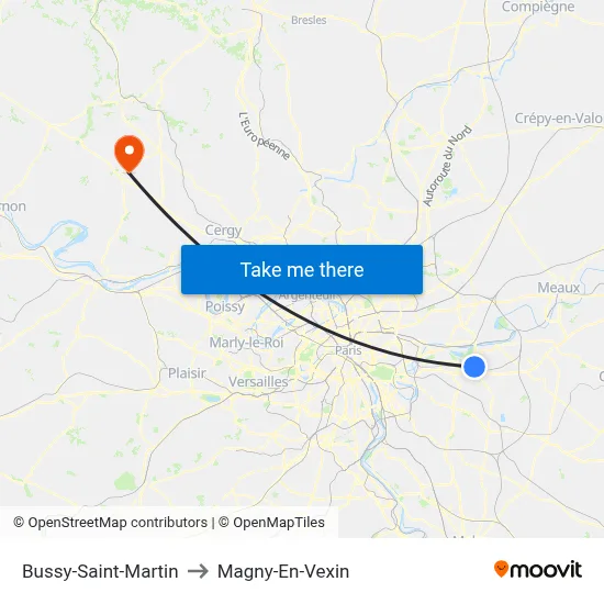 Bussy-Saint-Martin to Magny-En-Vexin map