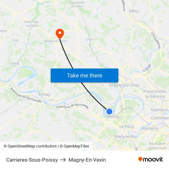 Carrieres-Sous-Poissy to Magny-En-Vexin map