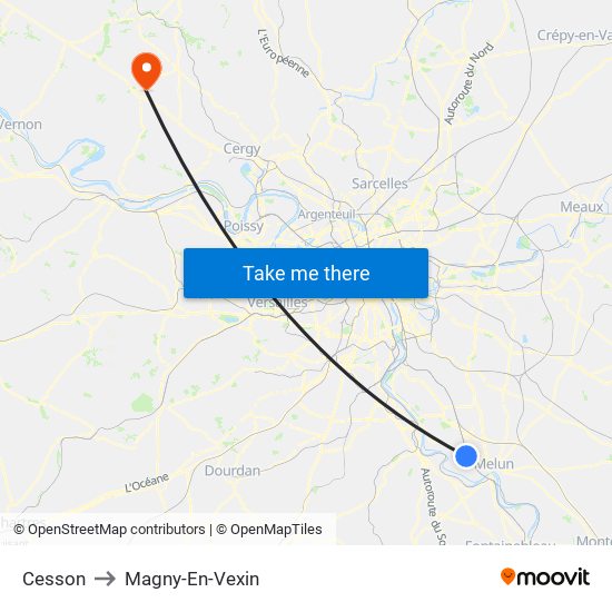 Cesson to Magny-En-Vexin map