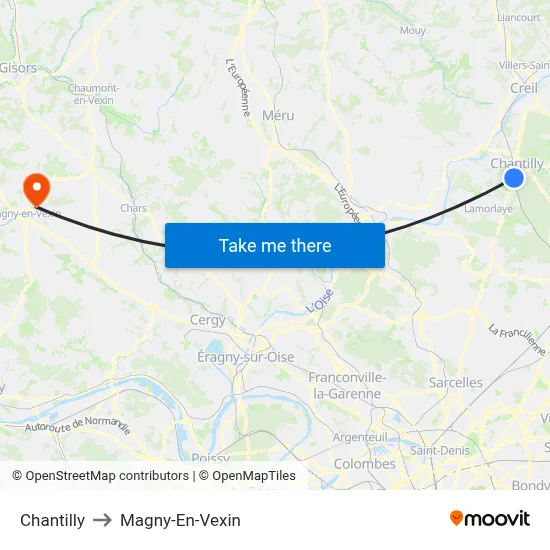 Chantilly to Magny-En-Vexin map