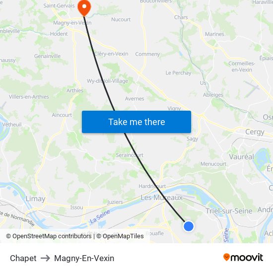 Chapet to Magny-En-Vexin map
