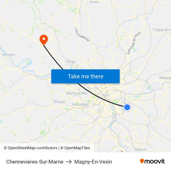 Chennevieres-Sur-Marne to Magny-En-Vexin map