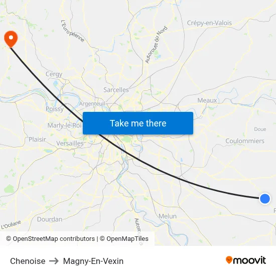 Chenoise to Magny-En-Vexin map