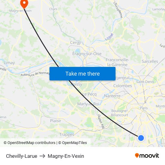 Chevilly-Larue to Magny-En-Vexin map