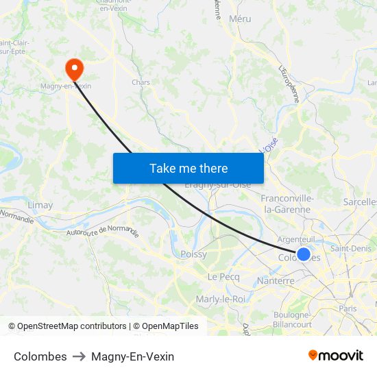 Colombes to Magny-En-Vexin map