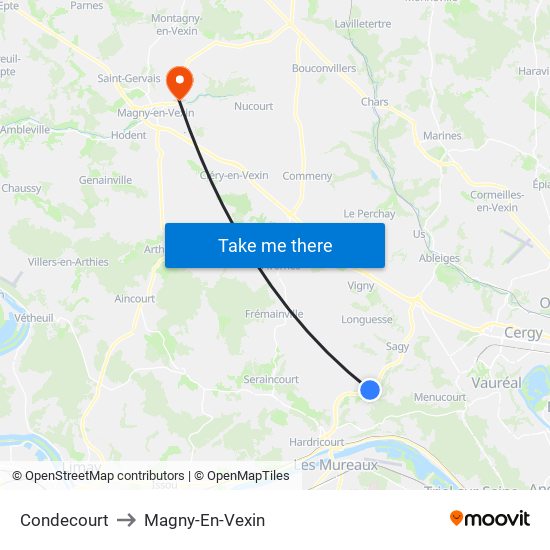 Condecourt to Magny-En-Vexin map