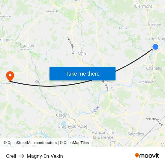 Creil to Magny-En-Vexin map
