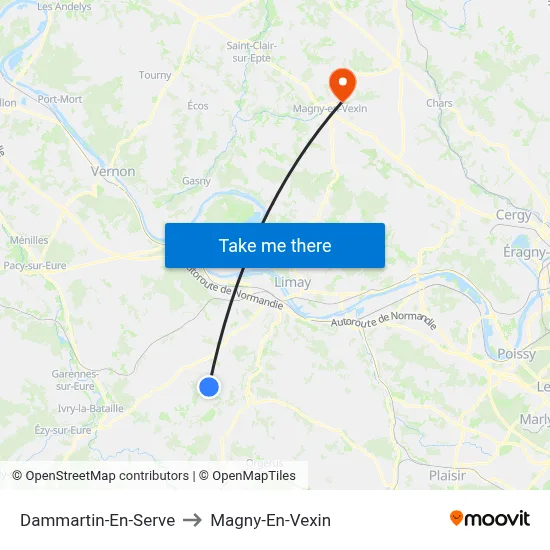 Dammartin-En-Serve to Magny-En-Vexin map