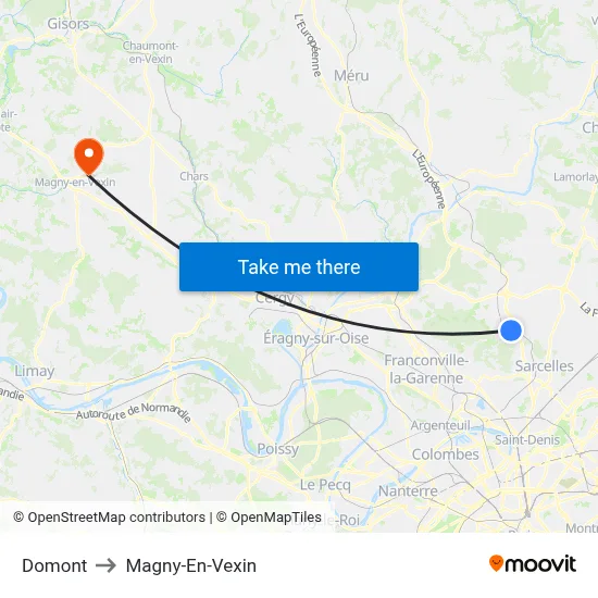 Domont to Magny-En-Vexin map