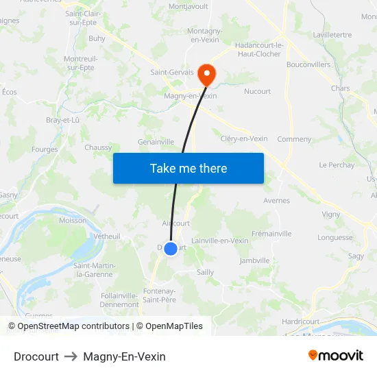 Drocourt to Magny-En-Vexin map