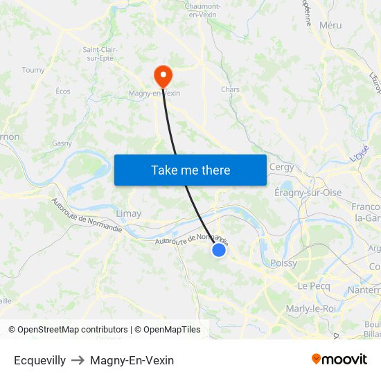 Ecquevilly to Magny-En-Vexin map