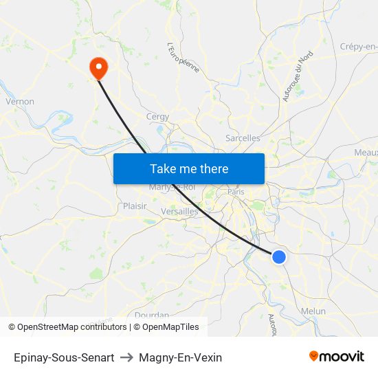 Epinay-Sous-Senart to Magny-En-Vexin map
