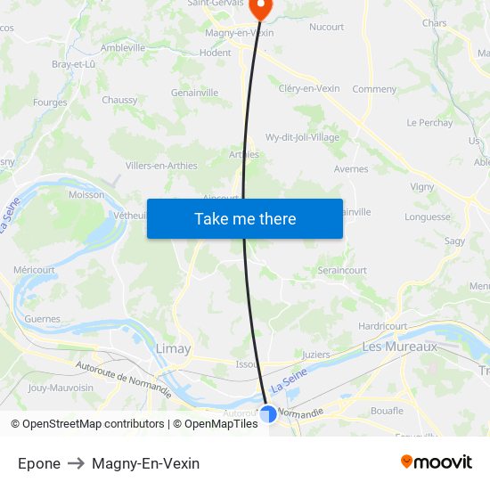 Epone to Magny-En-Vexin map