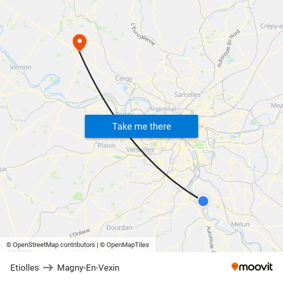 Etiolles to Magny-En-Vexin map
